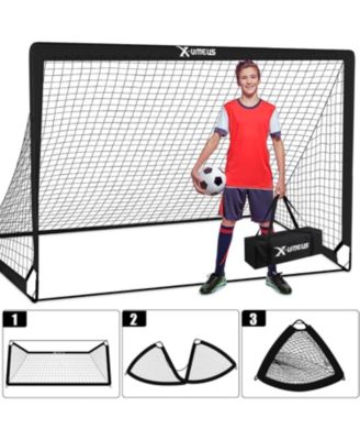 Set of 2 Kids 6x4ft Soccer Goals with Ball, Cones & Pop-Up Nets – Backyard Training Equipment for Ages 3-12, Outdoor Sports Gifts