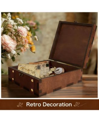 Wooden Keepsake Box with Vintage Design for Memories