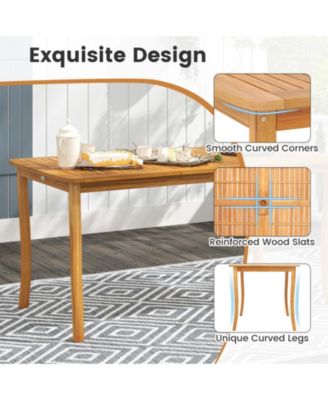 3 Pieces Patio Dining Set w/1.97'' Umbrella Hole and Slatted Seats for Poolside