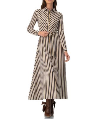 Women's Long Striped Shirt Dress