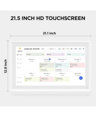 21.5 Inch Smart Digital Calendar and Photo Frame HD Touch Screen Wall Mountable Family Organizer with Meal Planner Duty Chart and Weather.