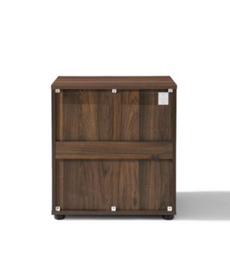 Walnut Nightstand And End Table with Two-Drawer Storage in Durable Manufactured Wood