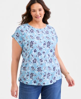 Plus Size Mixed-Media Relaxed Top