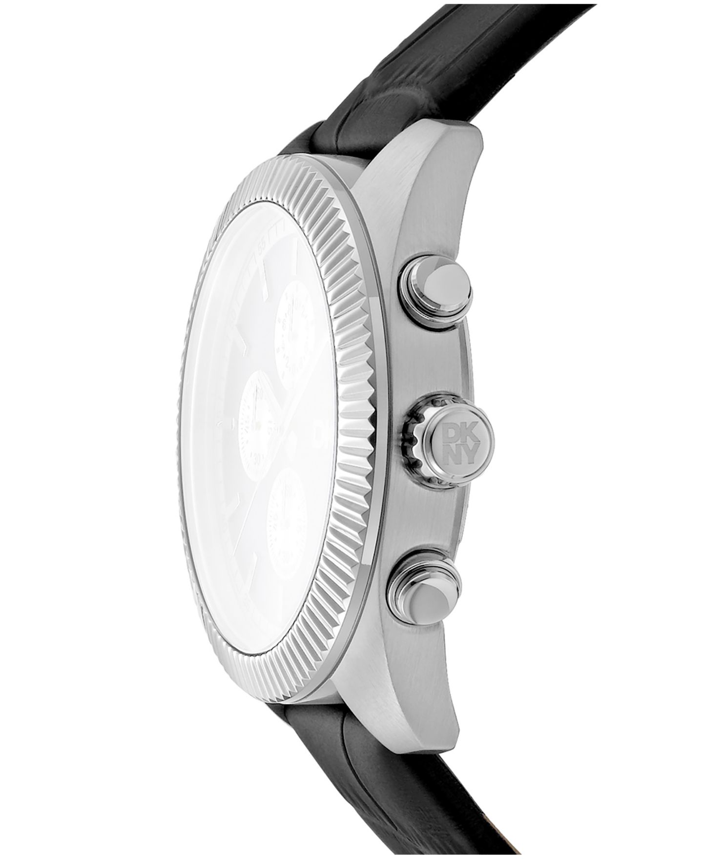 Мужские часы DKNY Chronograph Black Dial Leather Strap Watch, 42mm — фото 2