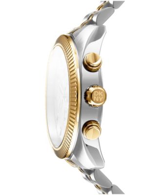 Men's Chronograph Black Dial Two-Tone Gold Stainless Steel Bracelet Watch, 42mm