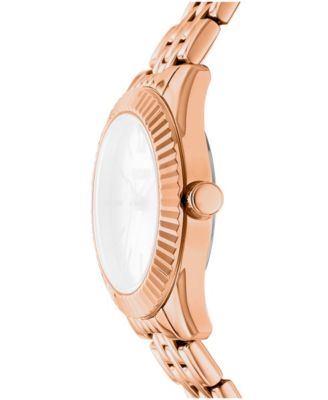 Women's Rose Gold Dial Fluted Bezel Rose-Gold Tone Stainless Steel Bracelet Watch, 30mm
