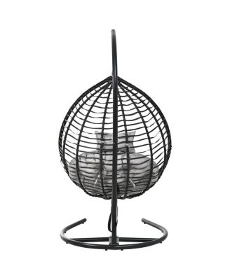 Streamdale Indoor Outdoor Hanging Hammock Chair with Stand, Foldable Rattan Egg Swing Chair