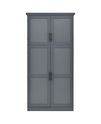 Freestanding Kitchen Pantry Cabinet, 4 Doors, 8 Trays