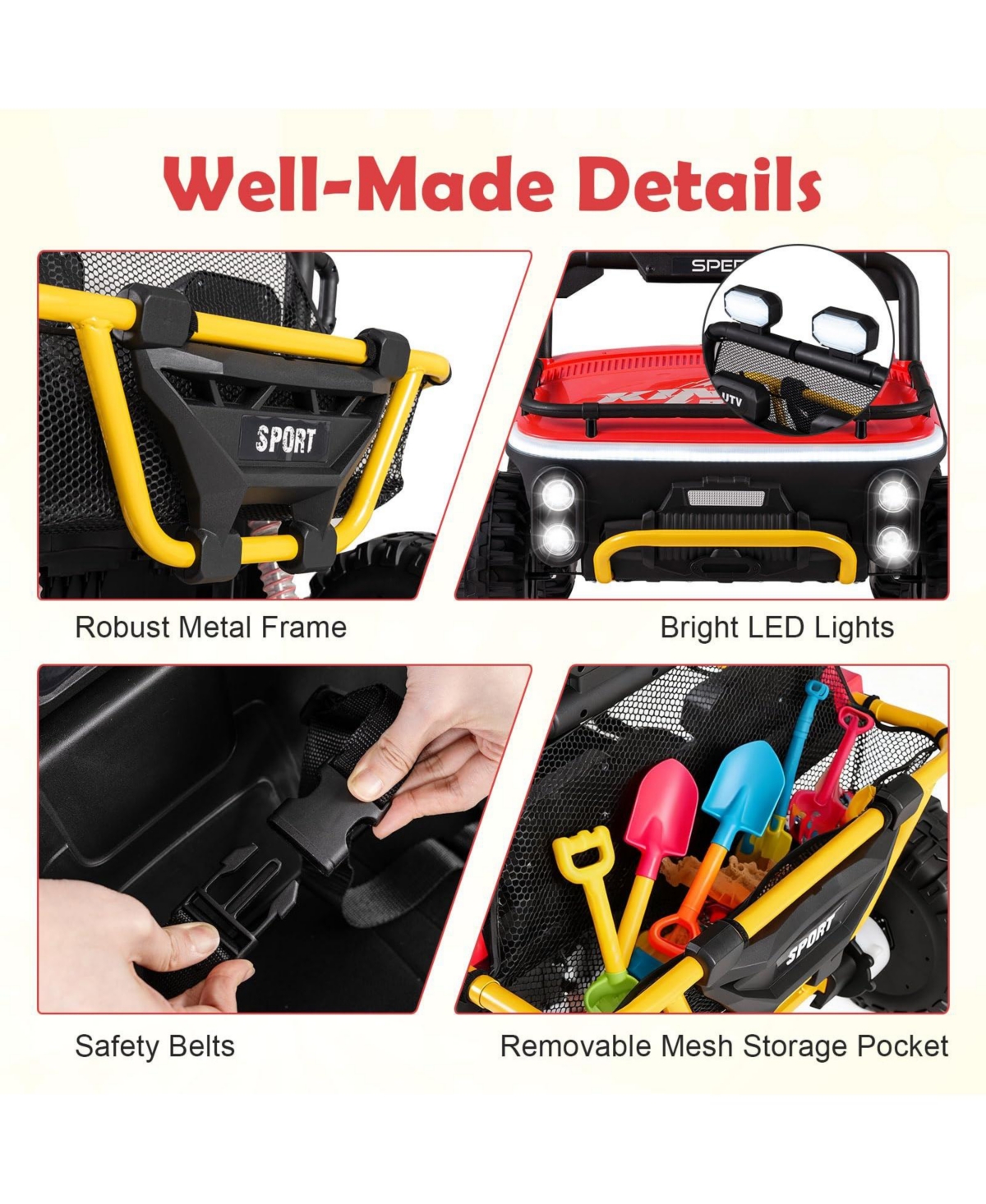 Mecale 24V Ride on Toy for Kids 2 Seater Ride on Truck Car with Horn Music Story