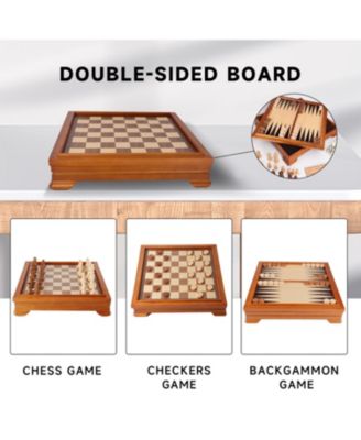 Deluxe 7 in 1 Board Game Set - Chess/Checker/Backgammon/Dominoes/Cribbage Board/Playing Card/Poker Dice