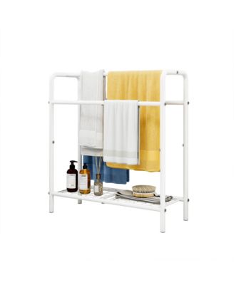 3 Tier Metal Towel Rack, Freestanding Towel Holder with Mesh Shelf, Display Rack for Bedroom, Bathroom