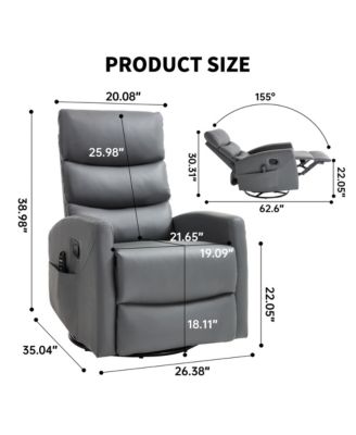 Manual Recliner Chair with Heat & Massage for Living Room, Faux Leather - Rocker Swivel Chair.