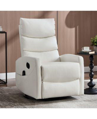 Manual Recliner Chair with Heat & Massage for Living Room, Faux Leather - Rocker Swivel Chair.