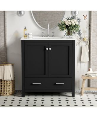 30" Bathroom Vanity with Sink, Solid Wood Cabinet & Soft Close Doors, Drawer Storage for Modern Bathrooms