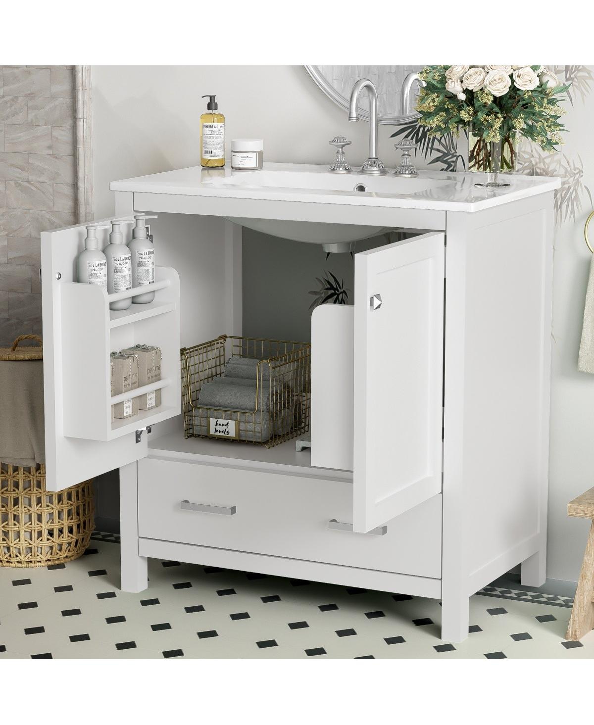Sillysis 30" Bathroom Vanity with Sink, Solid Wood Cabinet & Soft Close Doors, Drawer Storage for Modern Bathrooms