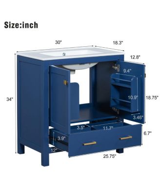 30" Bathroom Vanity with Sink, Solid Wood Cabinet & Soft Close Doors, Drawer Storage for Modern Bathrooms