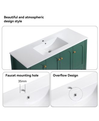 48" Bathroom Vanity with Integrated Ceramic Sink, MDF Cabinet & Soft-Close Doors, Transitional Modern Storage for Elegant Decor