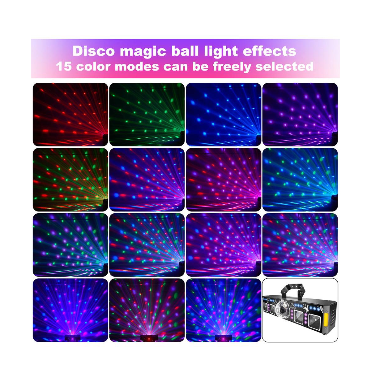Artudatech 5-in-1 Magic Ball Party Light - Laser Projector with 96 Patterns, Uv, Strobe & Rgb Wash