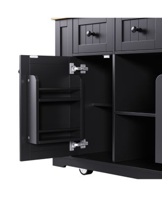 Kitchen Island w/Drop Leaf, Power Outlet, Storage, Rolling Cart