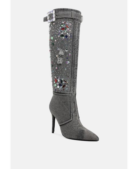 Женские ботинки London Rag Cornik Stones Denim Boots, цвет: Чёрный