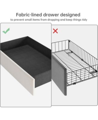   Bed Frame, Upholstered Bed Frame with 4 Storage Drawers, Platform Bed Frame with Diamond Tufted Headboard