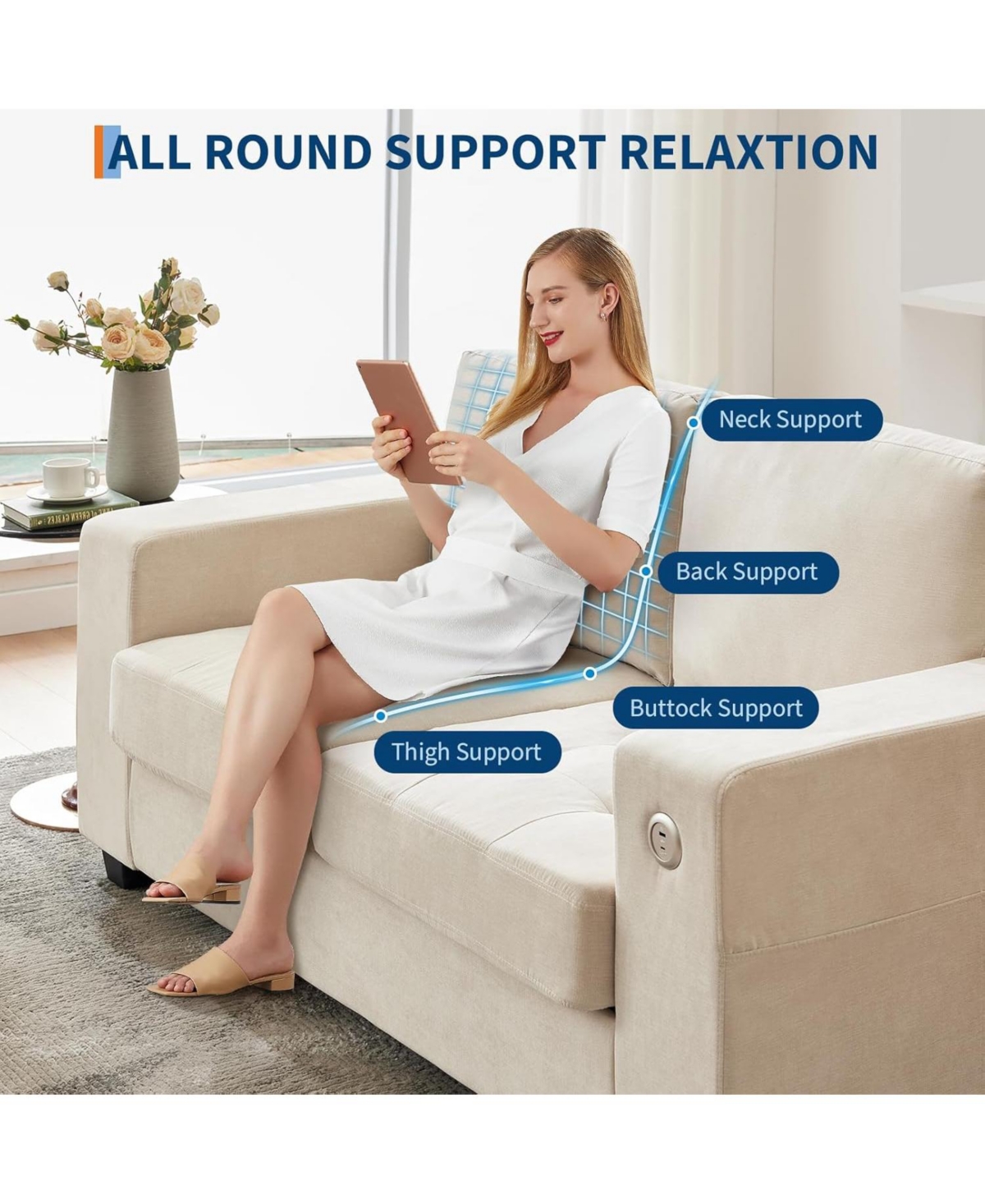 gaomon Oversized Cloud Couch, Mid Century Chenille Sofa, No Assembly Required & Deep Seat