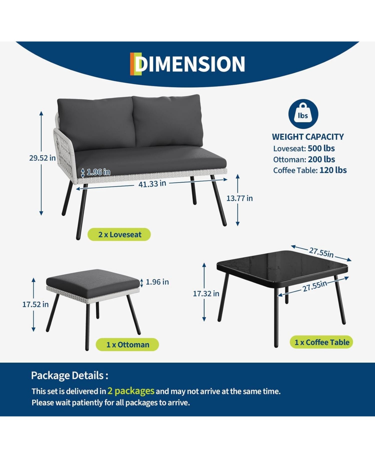 gaomon L-Shaped Wicker Outdoor Furniture Set, 4-Piece Patio Sectional Sofa with Handmade Rattan and Metal Frame