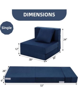 Memory Foam Folding Sofa Bed – Convertible Futon Chair with Pillow for Living Room, Bedroom or Dorm