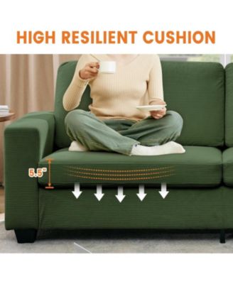 83" Modern Sofa, Corduroy 3 Seater Deep Seat Couch with Wide Armrest, Removable Washable Cushion Cover, Comfy Sofa for Living Room