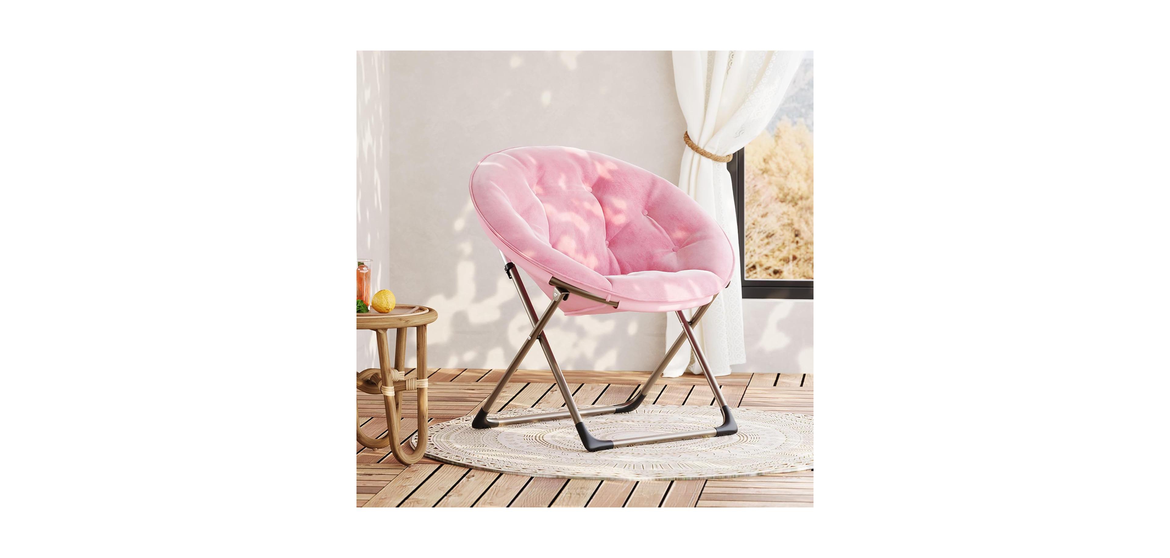 gaomon Comfy Oversized Saucer Chair – Soft Plush Fabric Reading Lounger for Adults, Stable Metal Frame