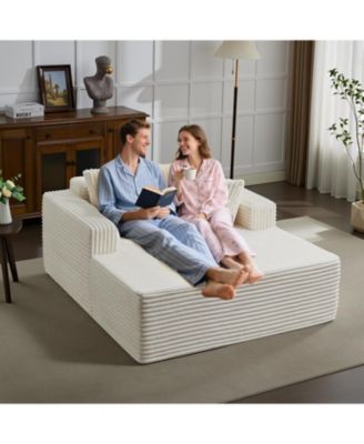 Oversized Chaise Lounge Chair 54 61" Indoor Corduroy Cloud Boneless Single Couch Sofa with 4 Pillows Armrests & Deep Seat No Assembly Comfy