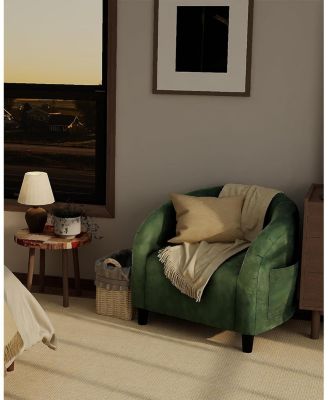 Accent Chair Velvet Club Chair Comfy Armrest Upholstered Barrel Chair with Soft Padded Seat for Living Room Bedroom Study Waiting Room