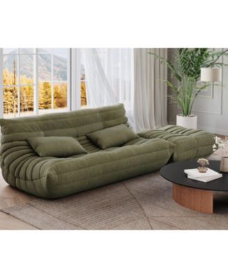 Bean Bag Couch, Oversized Fireside Chair Bean Bag Sofa with Ottoman, Togo Loveseat Sofa with High Density Comfortable Foam for Living Room