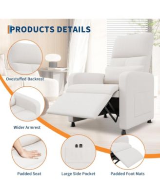 Power Recliner Chair with Massage and Heat, Adjustable Electric Recliner Ergonomic Overstuffed Tall Back, Padded Seat