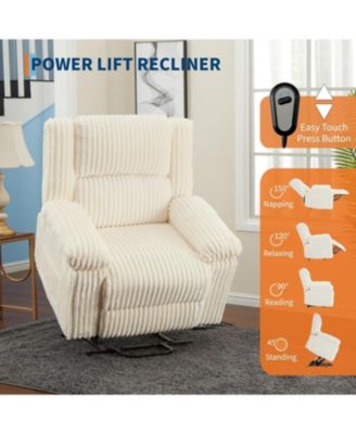 Power Lift Recliner Chair - Heat and Massage, Electric Lift Plush Recliner with Soft Padded Seat, Back Support & Armrests