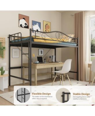 Loft Bed Twin Size with Removable Ladder & Full Safety Guardrail, Twin Loft Bed Heavy-Duty Metal Frame 400 Lbs Weight Capacity, Space Saving