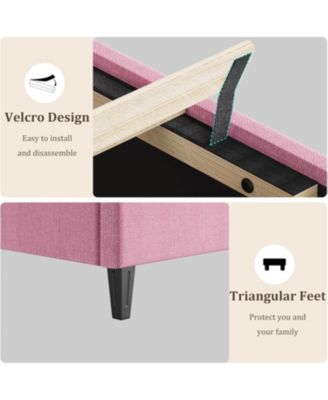  Bed Frame with Upholstered Headboard, Heavy-Duty Platform Bed Frame with Strong Wood Slats, No Box Spring Needed/Noise Free/Easy Assembly