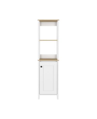 Bathroom Storage Cabinet - Two Interior Shelves, Two Open Shelves, Wooden Storage Organizer for Living Room