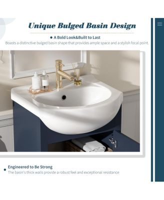 19.7" French Bathroom Vanity with Bulged Ceramic Sink, Soft Close Door Storage Cabinet for Small Spaces