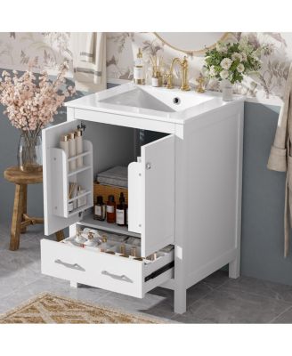 24"  Bathroom Vanity with Sink, Solid Wood Frame, Soft Close Doors & Ample Storage for Small Spaces