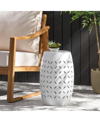  Sculptural Barrel Side Table with Laser-Cut Floral Motifs