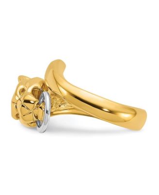 Solid 18k Two-tone Gold Adjustable Polished Panther Ring