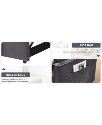 Modern Velvet 3-in-1 Convertible Sofa Bed with Storage