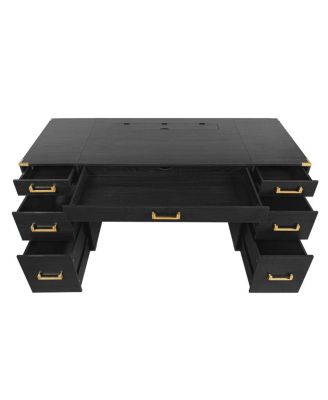 70" Executive Desk with File Drawers, USB Ports, Outlets & Hidden Compartment