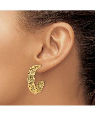 Solid 18k Yellow Gold Italian Byzantine Half Hoop Earrings