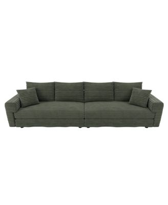 102" Plush Corduroy 4-Seat Sofa with Movable Ottoman