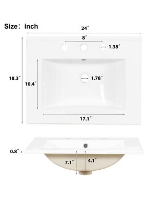 24" Modern Bathroom Vanity with Ceramic Sink, Soft Close Cabinet & Ample Storage for Small Spaces