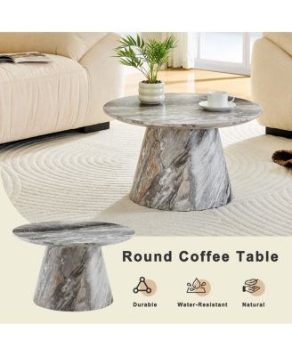 textured MDF circular coffee table