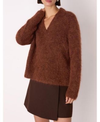 Women's Alpaca Collar Neck Knit Sweater