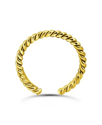 Rope Twist Adjustable Toe Ring 18kt Gold over
